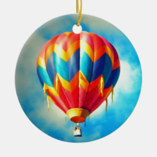 Ornement Rond En Céramique Ballon à air chaud multicolore