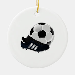 Ornement Rond En Céramique Ballon de football et crampon