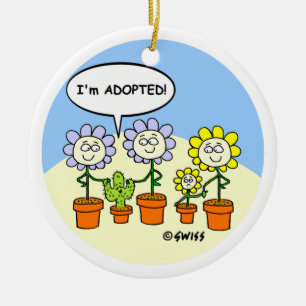 Ornement Rond En Céramique Bande dessinée mignonne de thème d'adoption