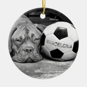 Ornement Rond En Céramique Barcelona's soccer fanatic dog. Barcelone, Spain