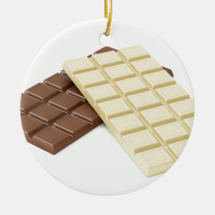 Ornement Rond En Céramique Barres de chocolat Brown et blanches