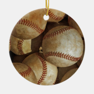 Ornement Rond En Céramique Baseball