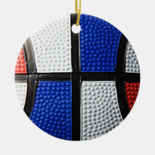 Ornement Rond En Céramique Basket-ball blanc et bleu rouge