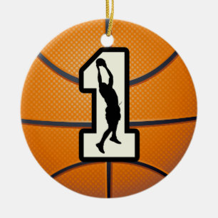 Ornement Rond En Céramique Basket-ball du numéro 1