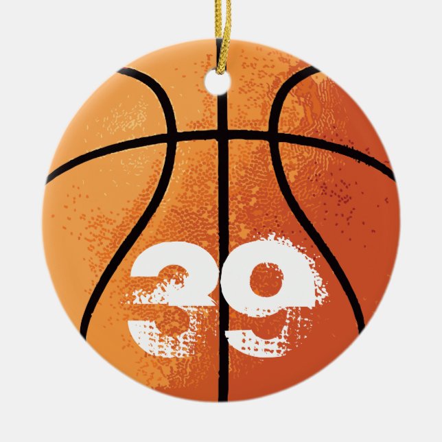Ornement Rond En Céramique Basket-ball (personnalisable) (Devant)