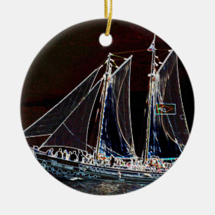 Ornement Rond En Céramique Bateau à voile - Photo Abstraite