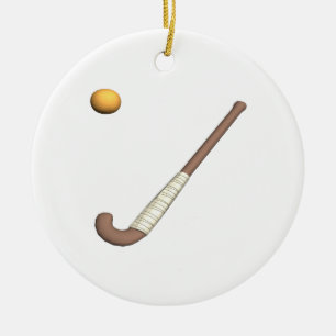 Ornement Rond En Céramique Bâton de hockey et boule de champ