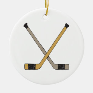 Ornement Rond En Céramique Bâtons de hockey