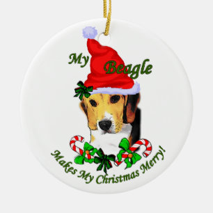Ornement Rond En Céramique Beagle Cadeaux de Noël