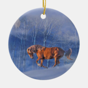 Ornement Rond En Céramique Beau cheval de course dans l'ornement de Noël de n