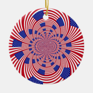 Ornement Rond En Céramique Beau drapeau américain Extraordinaire Kaleidoscope