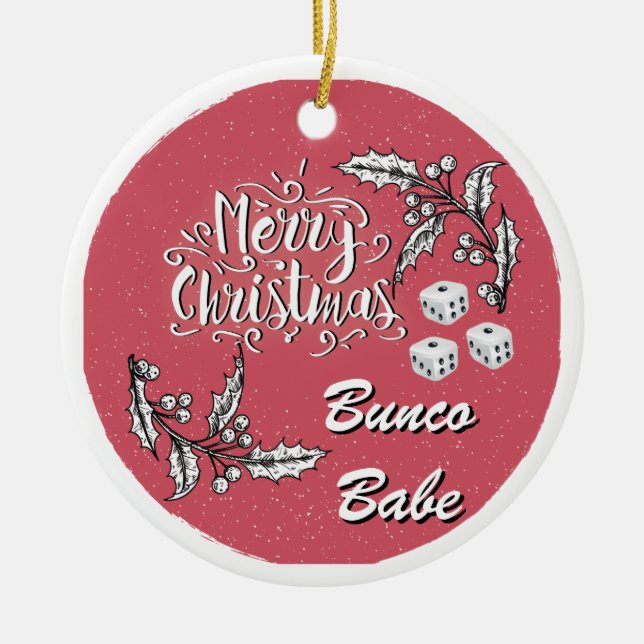Ornement Rond En Céramique Bébé de Bunco de Joyeux Noël (Devant)