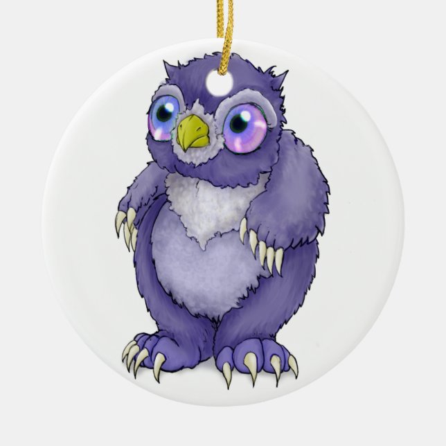 Ornement Rond En Céramique Bébé Owlbear (Devant)