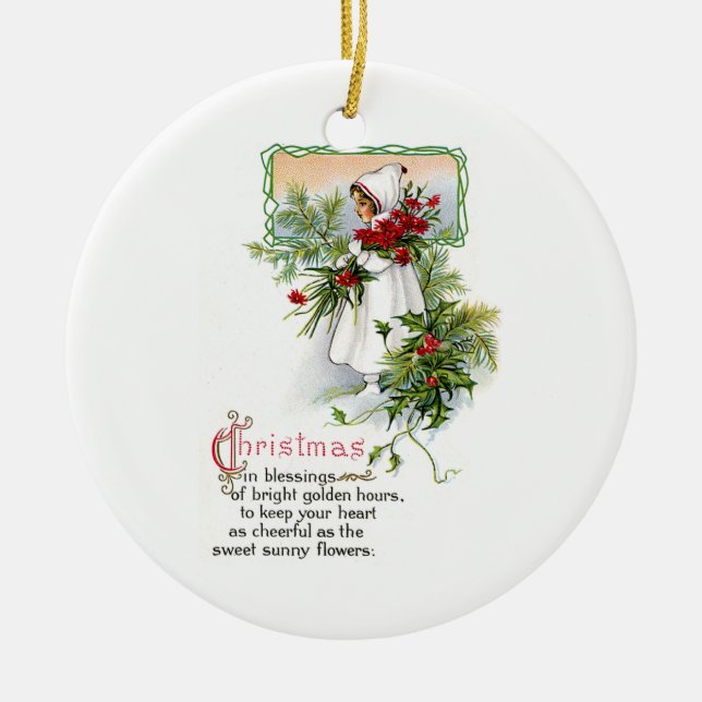 Ornement Rond En Céramique Bénédiction de Noël (Devant)