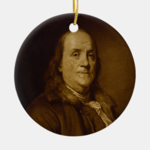 Ornement Rond En Céramique Benjamin Franklin Tête et épaules