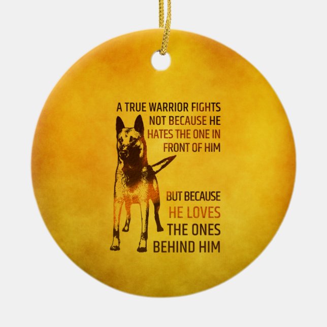 Ornement Rond En Céramique Berger belge - Malinois - véritable guerrier (Devant)