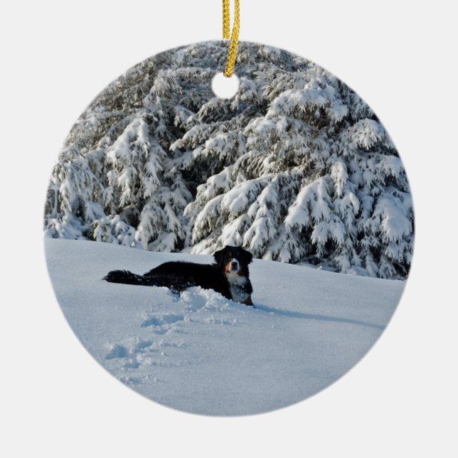 Ornement Rond En Céramique Berner dans la neige (Devant)