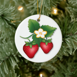 Ornement Rond En Céramique Berry Best Strawberry