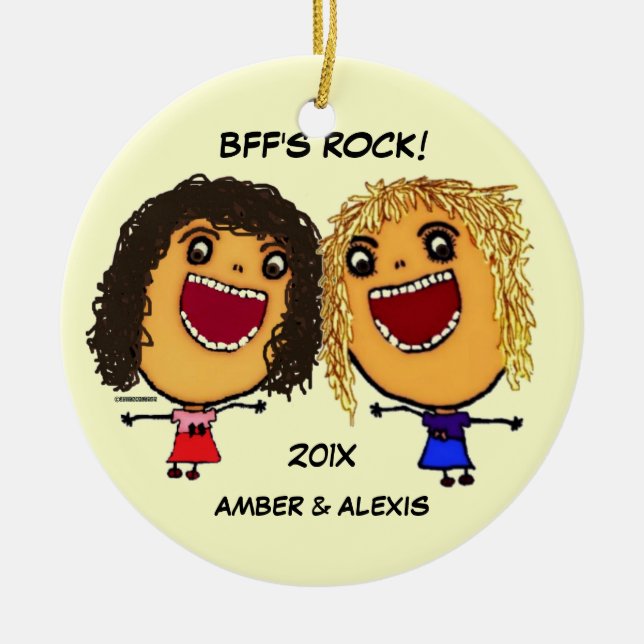 Ornement Rond En Céramique BFF's Rock Cartoon (Devant)