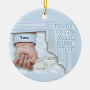 Ornement Rond En Céramique Bienvenue Baby Boy (personnalisable)