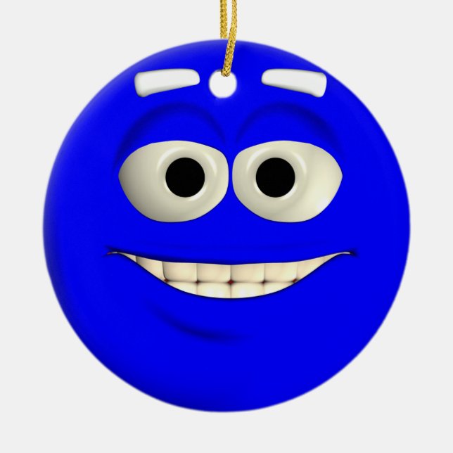 Ornement Rond En Céramique Bleu profond (Devant)