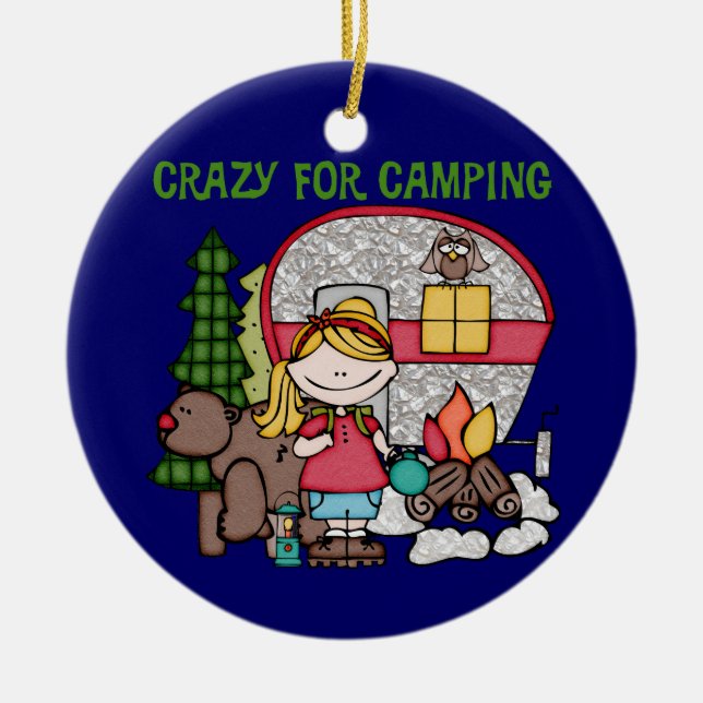 Ornement Rond En Céramique Blond Girl Crazy Pour Camping (Devant)