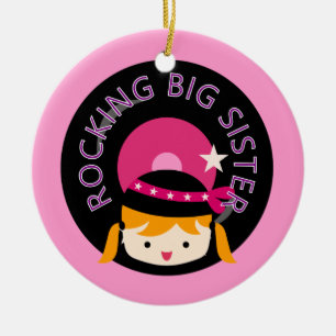 Ornement Rond En Céramique Blond Rocking Big Sister