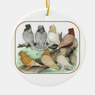 Ornement Rond En Céramique Blondinettes de pigeons de frill classique