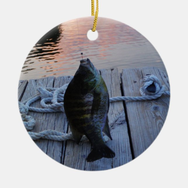 Ornement Rond En Céramique Bluegill au coucher du soleil Lac Arrowhead (Devant)