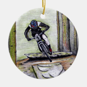 Ornement Rond En Céramique Bmx de mtb de Llandegla de vélo de montagne