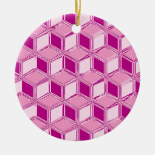 Ornement Rond En Céramique Boîtes 3D Chrome - rose fuchsia