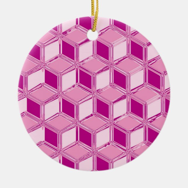 Ornement Rond En Céramique Boîtes 3D Chrome - rose fuchsia (Devant)