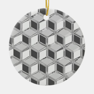 Ornement Rond En Céramique Boîtes 3D chromées - gris argenté