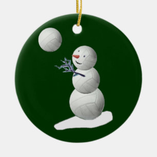 Ornement Rond En Céramique Bonhomme de neige de volleyball