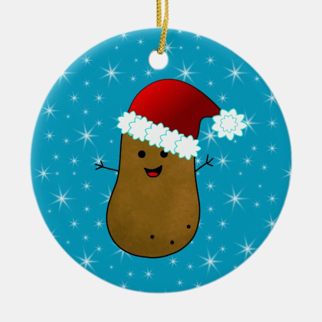 Ornement Rond En Céramique Bonne pomme de terre de Noël (Devant)
