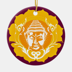 Ornement Rond En Céramique Bouddha font face à l'ornement