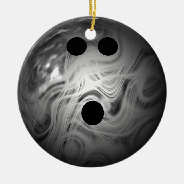 Ornement Rond En Céramique Boule de bowling argentée de remous (Devant)