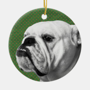 Ornement Rond En Céramique Bouledogue anglais