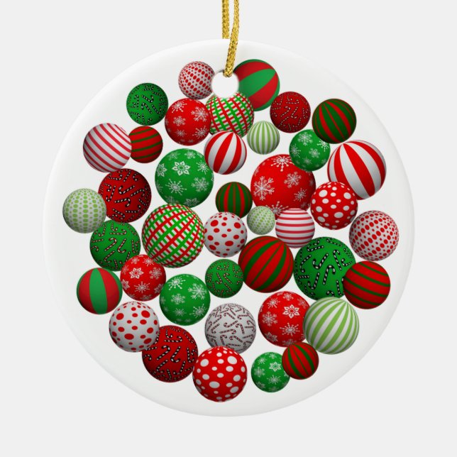 Ornement Rond En Céramique Boules de Noël (Devant)