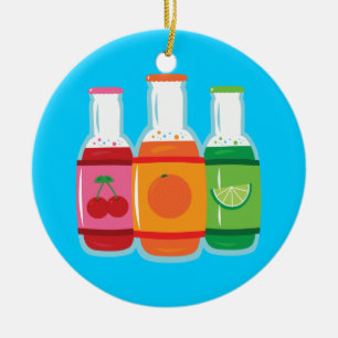 Ornement Rond En Céramique Bouteilles Pop Soda