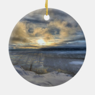 Ornement Rond En Céramique Bras de Turnagain de solstice d'hiver