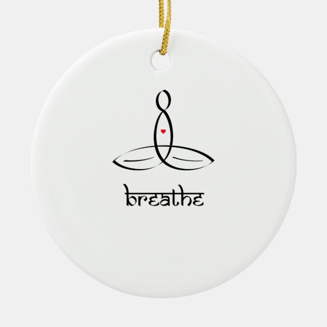 Ornement Rond En Céramique Breathe - Style sanskrit noir (Devant)