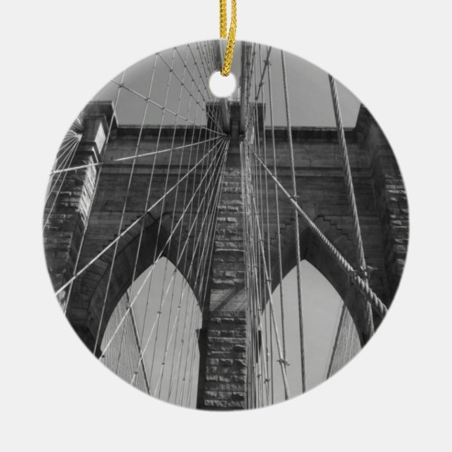 Ornement Rond En Céramique Brooklyn Bridge New York City (Devant)