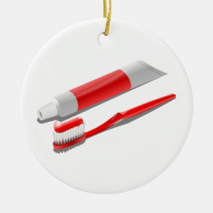 Ornement Rond En Céramique Brosse À Dents Et Presse-Dents