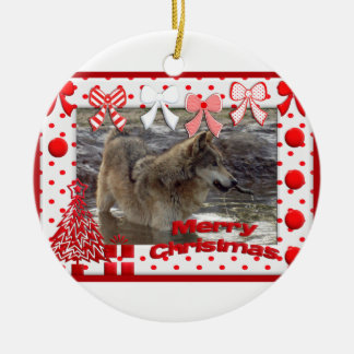 Ornement Rond En Céramique c-2011-grey-wolf-017