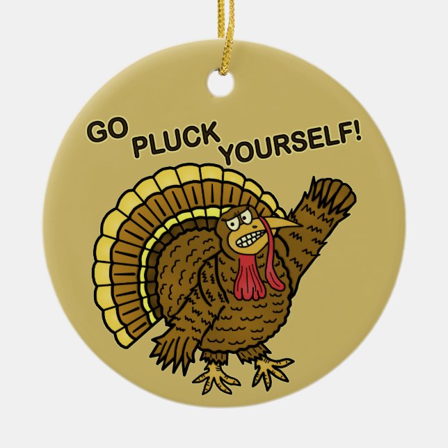 Ornement Rond En Céramique Calembour drôle de la Turquie de thanksgiving (Devant)