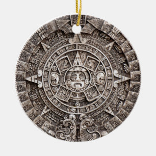 Ornement Rond En Céramique Calendrier maya