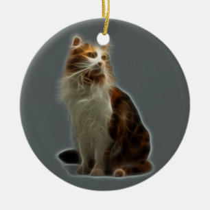 Ornement Rond En Céramique Calico Cat Fractal
