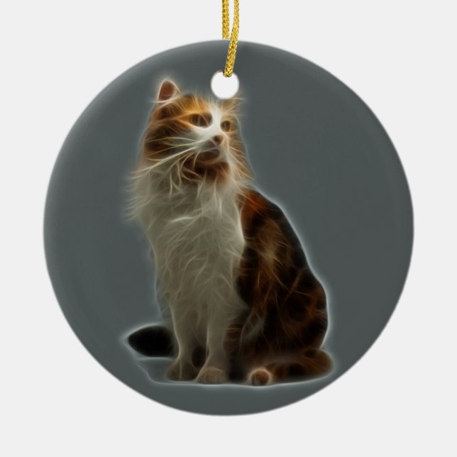 Ornement Rond En Céramique Calico Cat Fractal (Devant)