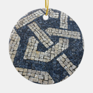 Ornement Rond En Céramique Calquée Portugaise, Portuguese Pavement